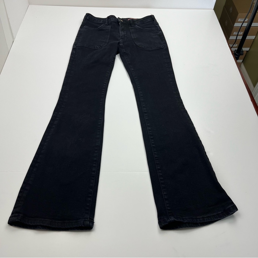 Anthropologie Pilcro The Icon Flare Leg Womens Size 25 Black Denim‎ Jean Pockets